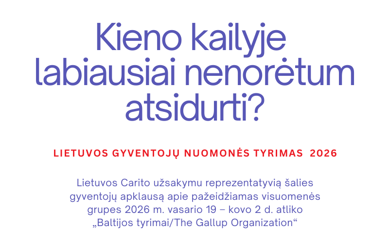 Kieno kailyje labiausiai nenorėtum atsidurti? Caritas pristato Lietuvos gyventojų apklausą